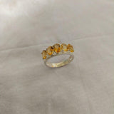 2.5ct Wedding Ring Band Oval Cut Yellow Citrine Five Stone 14k White Gold Finish