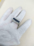 3ct Engagement Ring Oval Cut Blue Sapphire Filigree Cocktail 14k White Gold Over
