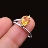 0.45ct Engagement Ring Oval Cut Citrine Stylish Split Shank 14k WhiteGold Finish