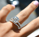 2.3ct Round Cut Diamond Bridal Set Engagement Ring Band 18k White Gold Finish