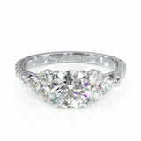 2ct Round Cut Diamond Engagement Ring Petite Round Accents 14k White Gold Finish