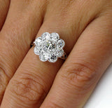 4Ct Round Cut Diamond Milgrain Floral Halo Engagement Ring 14K White Gold Finish