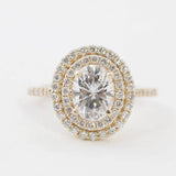 2.3ct Oval Simulated Diamond Dual Halo Engagement Ring 14k Yellow Gold Plated