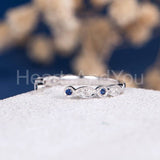 0.5ct Round Cut Simulated Sapphire Open Cuff Wedding Band 14k White Gold Plated