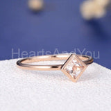 0.5ct Princess Cut Simulated Morganite Solitaire Bezel Ring 14k Rose Gold Plated