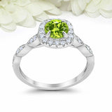 2ct Round Peridot Engagement Ring Diamond Accent Halo Women 14k White Gold Over