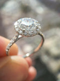 1ct Round Cut Diamond Halo Classic Solitaire Engagement Ring 18k White Gold Over