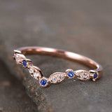0.5ct Round Cut Blue Tanzanite Wedding Band Curved Stackable 14k RoseGold Finish
