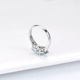 2.3ct Engagement Ring Oval Cut Aquamarine Solitaire Trilogy 14k White Gold Over