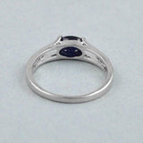 1.35ct Engagement Ring Oval Cut Blue Sapphire Split Shank 14k White Gold Finish