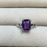 2.1ct Purple Amethyst Cut Cross Shank Solitaire Women Ring 14k White Gold Finish