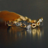 0.1ct Round Cut Moissanite Eternity Wave Curved Women Band 14K YellowGold Plated