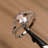 2.2ct Engagement Ring Oval Cut Peach Morganite Split Shank 14k White Gold Finish
