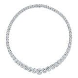 22Ct Round Cut Diamond Graduated Slim Tennis Necklace Solid 18K White Gold Over
