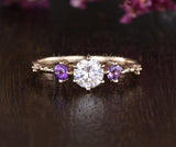 0.5ct Round Cut Moissanite Art Deco Women Engagement Ring 14k Yellow Gold Plated