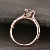 1.5ct Oval Cut Peach Morganite Solitaire Round Accent Ring 14k Rose Gold Finish