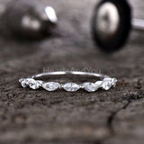 0.55ct Marquise Simulated Diamond Half Eternity Wed Band 14k White Gold Plated