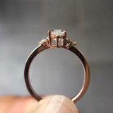 Round Accents Solitaire Engagement Ring 1.5ct Marquise Diamond 14k RoseGold Over