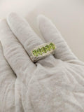 3ct Engagement Ring Oval Cut Green Peridot Filigree Cocktail 14k White Gold Over