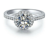 1.5ct Round Cut Diamond Solitaire Halo Engagement Ring 14k White Gold Finish