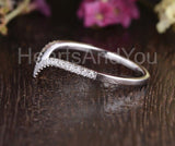 0.5ct Round Cut Moissanite V Shaped Half Eternity Wed Band 14k White Gold Plated