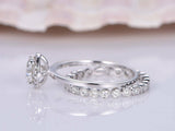 Halo Bridal Set Engagement Ring 2ct Round Cut VVS1 Diamond 18k White Gold Finish