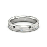 1Ct Round Cut Black White Diamond Stylish Wide Wedding Band 14K White Gold Over