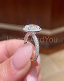 2.2ct Oval Cut Simulated Diamond Pave Accented Halo Ring 14K White Gold Plated