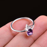0.4ct Engagement Ring Oval Cut Amethyst Stylish Split Shank 14k WhiteGold Finish