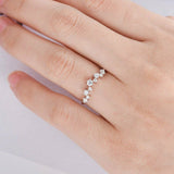 0.8ct Round Cut Diamond Wedding Band Curved Half Eternity 18k White Gold Finish