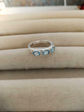 2.5ct Wedding Band Oval Cut Blue Topaz Stylish Three Stone 14k White Gold Finish