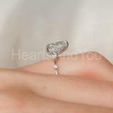 0.5ct Pear Simulated Diamond Hidden Halo Engagement Ring 14k White Gold Plated