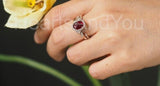 2.2ct Oval Cut Simulated Pink Ruby Halo Ring Infinity Band 14k White Gold Plated