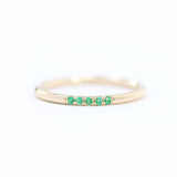0.3ct Round Cut Green Emerald Wedding Ring Band Minimalist 14k YellowGold Finish