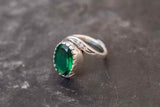 1.3ct Engagement Ring Oval Cut Green Emerald Swirl Twist 14k White Gold Finish