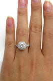 3Ct Round Cut Diamond Split Shank Halo Solitaire Ring 14K White Gold Finish