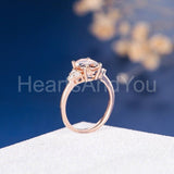 2ct Oval Cut Simulated Morganite Solitaire Round Accent Ring 14k RoseGold Plated