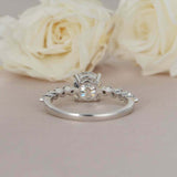 1.6ct Round Cut Diamond Single Prong Solitaire with Accents 14k WhiteGold Finish