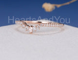 0.5ct Marquise Cut Simulated Diamond Curved Wedding Band 14k Rose Gold Plated