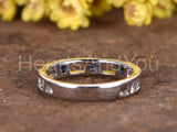 0.3ct Princess Simulated Sapphire Hollow Geometric Band 14k White Gold Plated