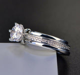 1.2ct Round Cut Diamond Engagement Ring 14k White Gold Finish Solitaire Trio Set