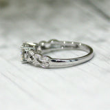 2Ct Round Cut Diamond Dual Row Shank Engagement Ring 14K White Gold Finish