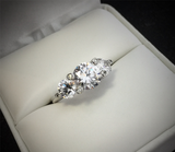 2.2ct Round Cut VVS1 Diamond Engagement Ring Trilogy Fancy 14k White Gold Finish