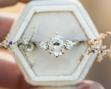 Round Accents Trilogy Engagement Ring 1.5ct Pear Cut Diamond 14k YellowGold Over