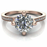 2.85ct Round Cut Diamond 4 Prong Solitaire with Accent Ring 14k WhiteGold Finish