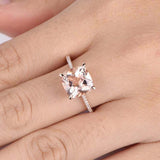 1.7ct Oval Peach Morganite Engagement Ring Accents Solitaire 14k Rose Gold Over