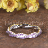 0.3ct Round Cut Simulated Amethyst Infinity Eternity Band 14k White Gold Plated