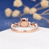 0.5ct Round Simulated Diamond Milgrain Pearl Engagement Ring 14k RoseGold Plated