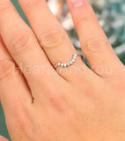 0.25ct Round Cut Moissanite Minimalist Crown Wedding Band 14k White Gold Plated