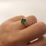 0.5ct Princess Simulated Emerald Solitaire Engagement Ring 14k White Gold Plated